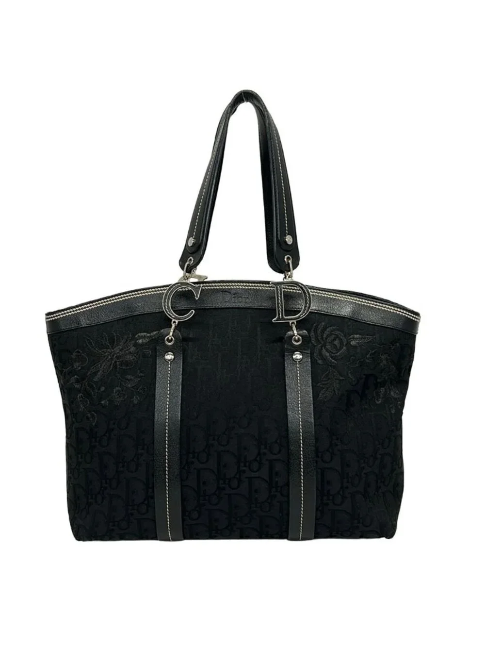 Dior Tote Flower Black Leather
